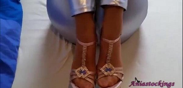  ANIA in Silver Leggings  Gloves  High Heels